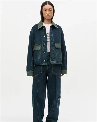 Mads Nørgaard - Double Denim Solar Jakke - Blue/Green Dye